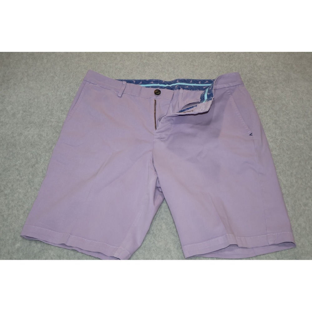 Tommy Bahama Shorts Mens 32 Purple Boracay Chino Flat Front Pima Cotton Blend